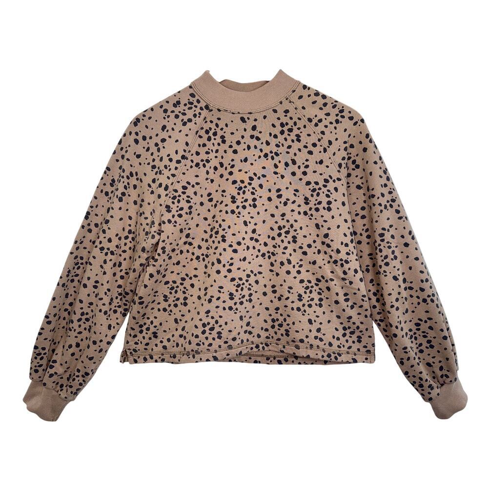 Abercrombie & Fitch Brown Tan Black Animal Print Cropped Sweatshirt Women Size M